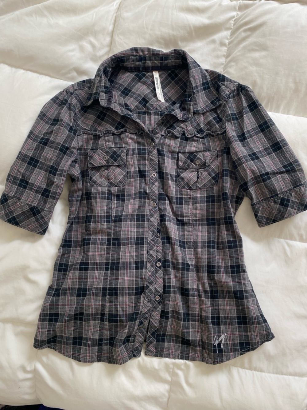 Y2K garage plaid top
